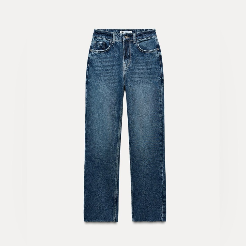 Zara Z1975 Denim Straight Cut Jeans With High Waist